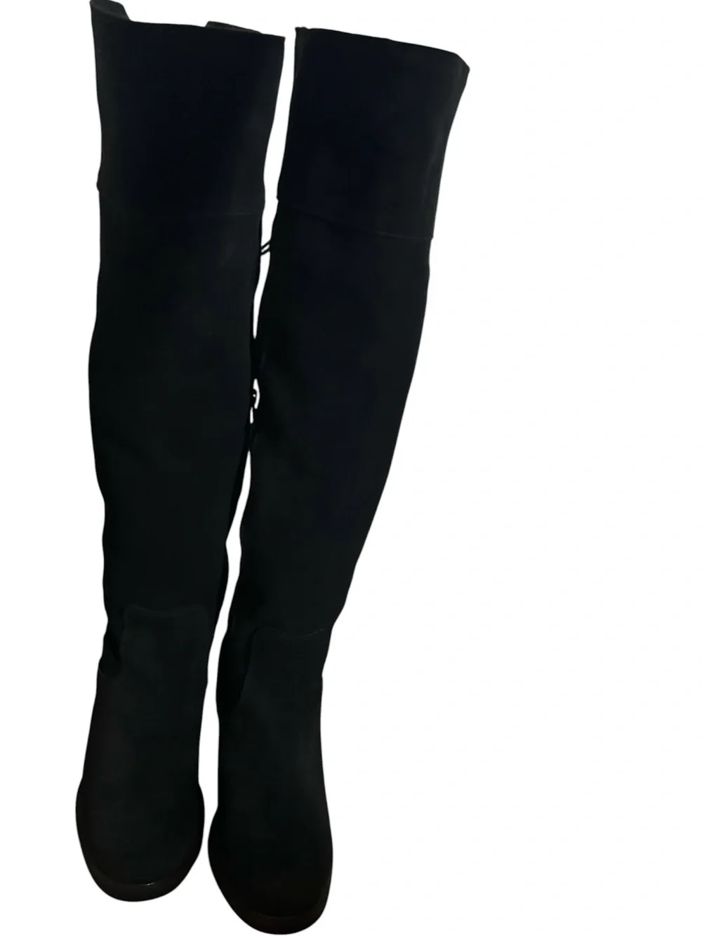 Bos & Co Over The Knee Black Suede Heeled Boots Size 39 US Size 8.5  EUC
